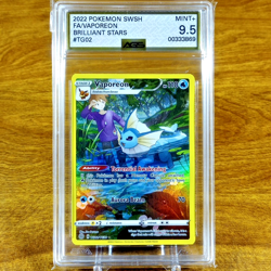 Pokemon Brilliant Stars Vaporeon TG02/TG30 AGS Mint+ 9.5 Full Art Holo Rare 2022 - Image 1