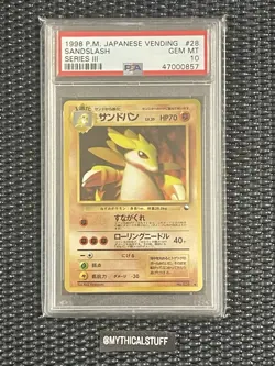 Pokemon 1998 Sandslash #28 Vending Series 3 Promo Card Glossy PSA 10 MINT - Image 1