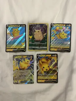 Pikachu EX & V 5 Card Bundle Pokemon TCG - Celebrations, Paldea & Vivid Voltage - Image 1