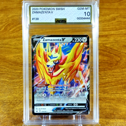 Pokemon Sword & Shield Base Zamazenta V 139/202 AGS Gem-MT 10 Holo Rare 2020 - Image 1