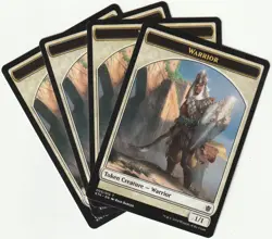 ✪ 4 MAGIC The Gathering WARRIOR White Creature Token MTG PLAYSET KTK/EN 2014 - Image 1