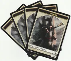 ✪ 4 MAGIC The Gathering WARRIOR White Creature Token MTG PLAYSET KTK/EN 2014 - Image 1