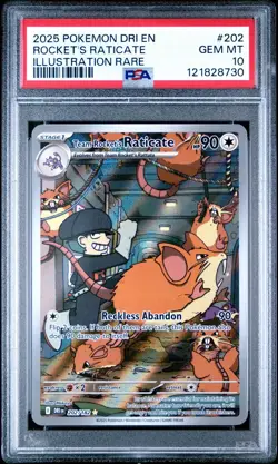 2025 POKEMON DRI EN-DESTINED RIVALS #202 TEAM ROCKET'S RATICATE PSA 10 - Image 1