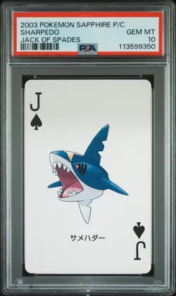 2003 POKEMON SAPPHIRE VERSION PLAYING CARDS JACK OF SPADES SHARPEDO PSA 10 - Image 1