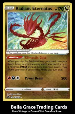 Radiant Eternatus #105/159 Crown Zenith Pokemon Radiant Rare Reverse Holo - Image 1