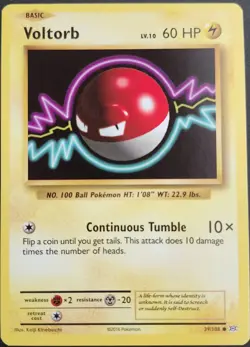 Pokemon TCG Voltorb 39/108 XY Evolutions Common Basic Lightning Card 2016 - Image 1