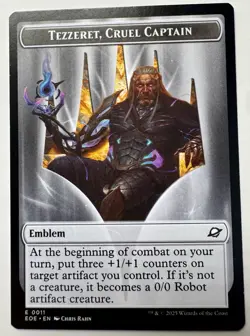 0011 Tezzeret, Cruel Captain Emblem / 0010 Robot Double Sided Token MTG EOE - Image 1