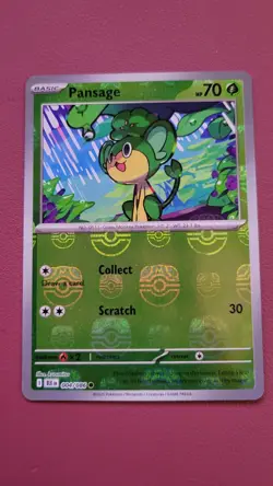 Pansage (Master Ball) Foil 004/086 Pokemon Black Bolt 2025 NM - Image 1