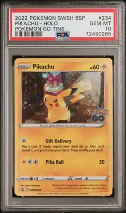 PIKACHU HOLO 2022 SWSH BSP POKEMON GO TINS #234 PSA 10 GEM MINT - Image 1