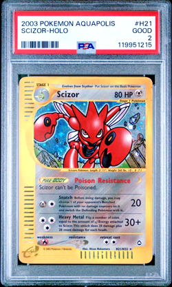 PSA 2 2003 Aquapolis Scizor Holo Foil H21/H32 WOTC E-Reader Series Pokemon - Image 1