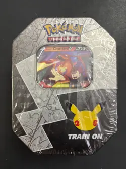 Pokemon 2021 Sword & Shield Celebrations Lance's Charizard V Tin New and Sealed - Image 1
