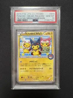 PSA10 Pikachu in Poncho Promo Card 203 XY-P Rare Pokemon Collectible - Image 1