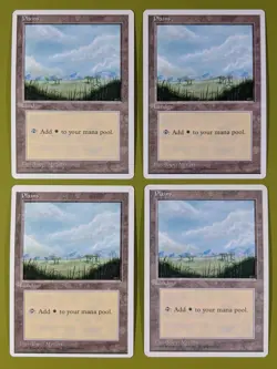 Plains (B) x4 Fourth Edition 4th 4x Magic the Gathering MTG White Border - Image 1