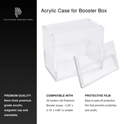 Acrylic Display Case for Pokemon Booster Box 6Mm Premium Magnetic Top Stackable - Image 3
