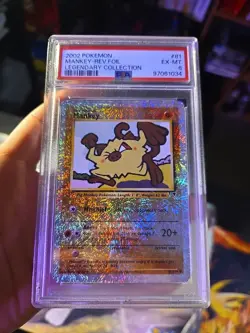 Pokemon Mankey Reverse Holo PSA 6 - Legendary Collection 2002 #81 WOTC - Image 1