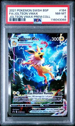 2021 POKEMON SWSH BLACK STAR PROMO #184 FULL ART/JOLTEON VMAX PSA 8 - Image 1