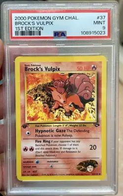 1st Edition PSA9 Mint 37/132 Brock's Vulpix Gym Challenge UKseller Pokemon Card - Image 1