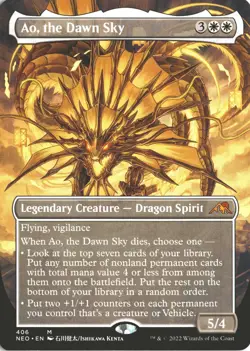 MTG Ao, the Dawn Sky (406) *Non-Foil* Borderless Kamigawa: Neon Dynasty MT/NM - Image 1