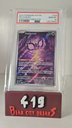 2024 POKEMON SHROUDED FABLE ETB PROMO SVP EN #129 PECHARUNT PSA 10 - Image 1