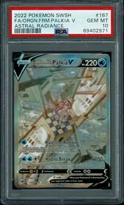 ORIGIN FORME PALKIA V ALT ART 2022 POKEMON SWSH ASTRAL RAD #167 PSA 10 GEM MINT - Image 1