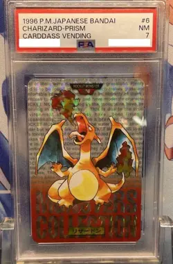 PSA 7 Charizard Carddass Pokemon Japanese 1996 Prism Bandai Vending Red - Image 1