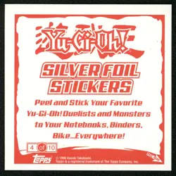2002 YuGiOh Red-eyes B. Dragon Topps Sticker Collection Silver Foil #4 MINT! - Image 2
