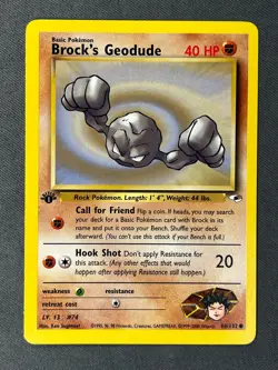 Brock's Geodude 66/132 1st Edition Gym Heroes Common 2000 Pokemon TCG WOTC - Image 1