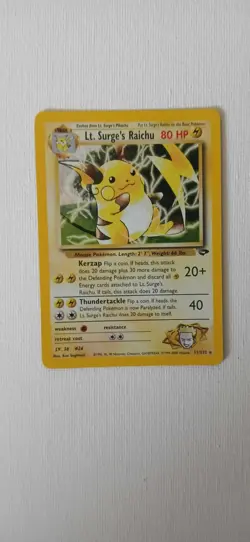 Pokemon LT Surges Raichu Holo Card 11/132 Gym Challenge - Image 1