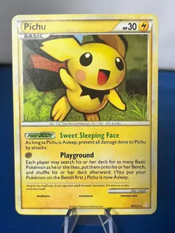 Pokemon TCG card Pichu Heartgold & Soulsilver 28/123 Regular Rare LP - Image 1