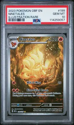 PSA 10 Ninetales 199/197 IR Illustration Rare Obsidian Flame OBF Pokemon Card - Image 1