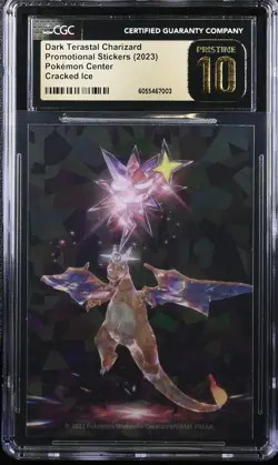 2023 POKEMON CENTER STICKERS CRACKED ICE DARK TERASTAL CHARIZARD CGC 10 PRISTINE - Image 1