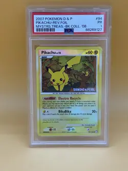2007 POKEMON DIAMOND & PEARL MYSTERIOUS TREASURES #94 PIKACHU FOIL PSA - Image 1