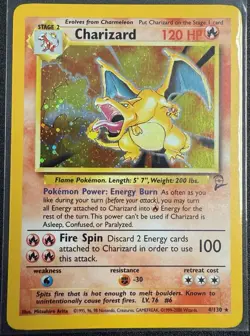2000 Pokemon Base Set 2 - Charizard Holo Rare 4/130 - Fire Breath HD Swirl Clean - Image 1