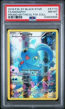 MANAPHY # XY113 PSA 8 • 2016 Holo Art Pokemon Black Star Promo Mythical PM Coll - Image 1