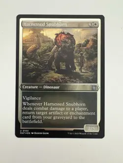 Harnessed Snubhorn Etched Foil MTG Magic the Gathering Card NM Near Mint MAT - Image 1