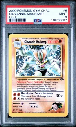 PSA 9 Giovanni's Machamp Gym Challenge Holo Rare Pokemon Card #6 Mint - Image 1