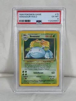 1999 Pokemon TCG Base Set Venusaur Holo Card 15/102 PSA 6 EX-MT - Image 1
