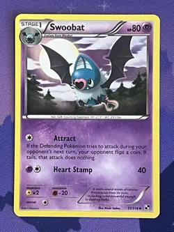 Pokemon TCG Swoobat Black & White Base Set 51/114 Regular Uncommon Card NM - Image 1