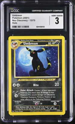 POKEMON Umbreon 13/75 Neo Discovery Holo - CGC 3 - Image 1
