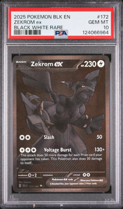 2025 POKEMON BLK EN-BLACK BOLT BLACK WHITE RARE #172 ZEKROM EX PSA 10 Graded - Image 1