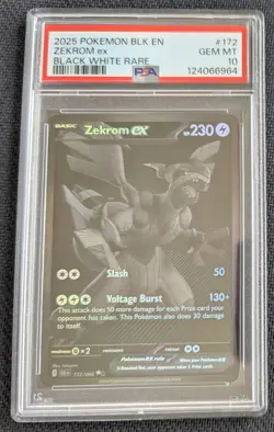 2025 POKEMON BLK EN-BLACK BOLT BLACK WHITE RARE #172 ZEKROM EX PSA 10 Graded - Image 3