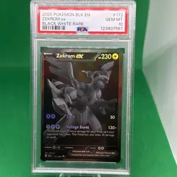 2025 POKEMON BLK EN-BLACK BOLT BLACK WHITE RARE #172 ZEKROM EX PSA 10 Graded - Image 1