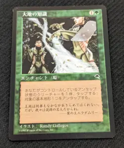 Magic the Gathering Japan Edition Earth Knowledge Earthcraft Card Used - Image 1