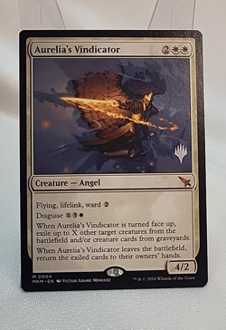 Aurelia's Vindicator Non Foil Promo Stamped MKM MTG Near Mint NM Fast Shipping - Image 1
