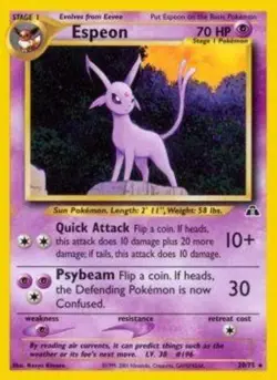 Moderately Played, English Pokemon Regular Espeon - 20/75 - Rare - Unlimited Edi - Image 1