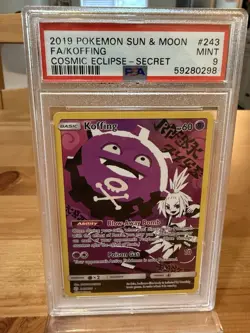 PSA 9 Koffing Full Art Secret Rare #243 2019 Pokemon Sun & Moon Cosmic Eclipse - Image 1