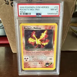 2000 POKEMON GYM HEROES HOLO-1ST EDITION #12 ROCKET'S MOLTRES PSA 8 - Image 1