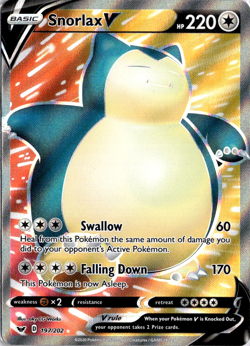 Snorlax V 197/202 Pokemon Sword & Shield Base Set Ultra Rare NM - Image 1