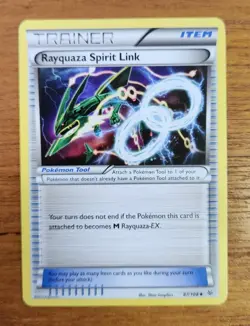 Uncommon Rayquaza Spirit Link Pokemon Trainer Card, Roaring Skies Set 87/108 - Image 1