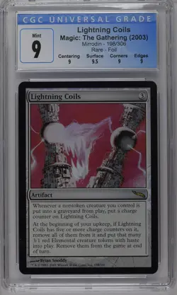 LIGHTNING COILS Mirrodin Foil Rare CGC 9 Q+ MTG [Nostalgium] - Image 1